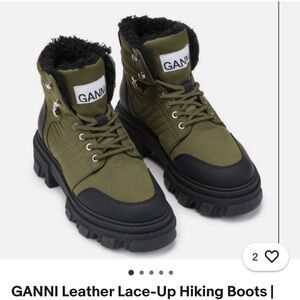 NEW Ganni Olive and Black Lace-Up Boots Size ( US10 )  (EU41 )